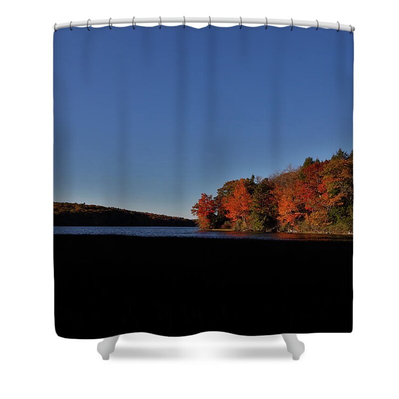 Autumn Shower Curtain featuring the photograph Wangum Lake by Alexander Farnsworth