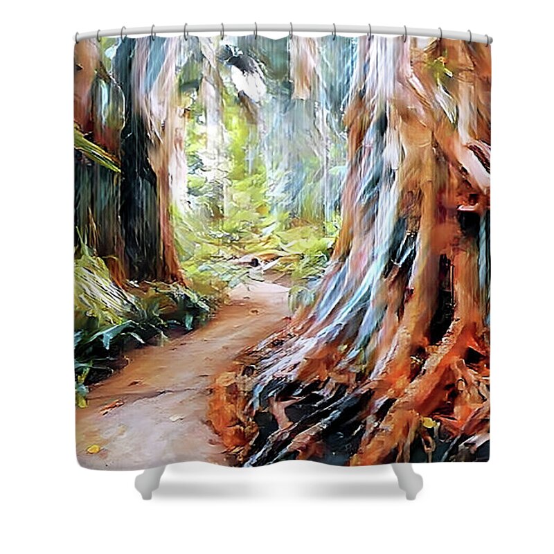  Shower Curtain featuring the digital art Warm Jungle by Christina Knight