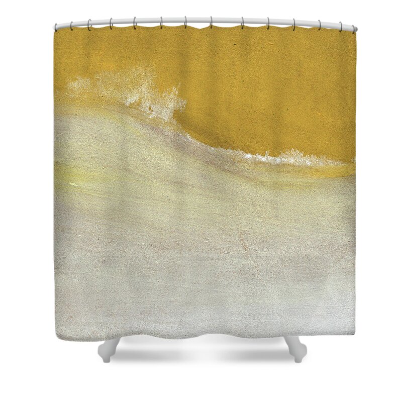 Abstract Shower Curtain featuring the painting Warm Sun- Art by Linda Woods by Linda Woods