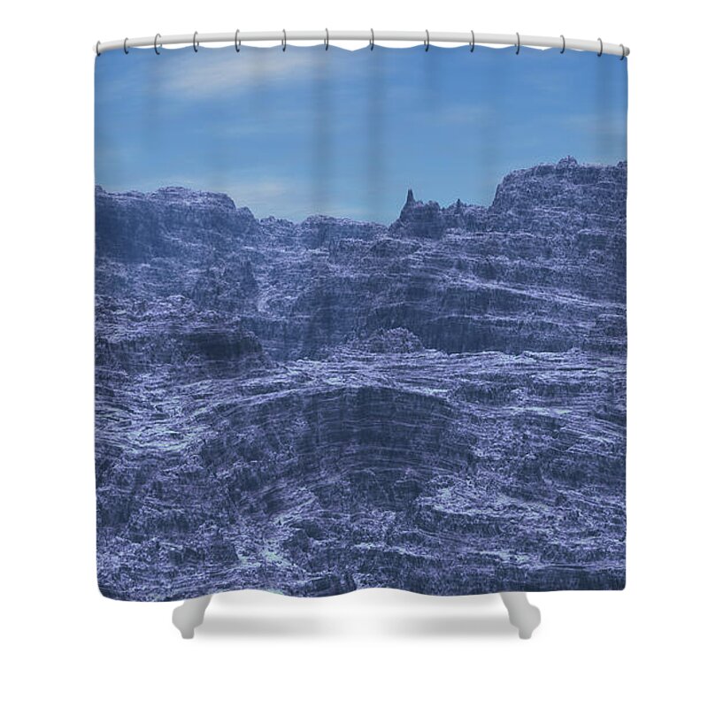 Stratified Shower Curtain featuring the digital art Warped Planet by Bernie Sirelson