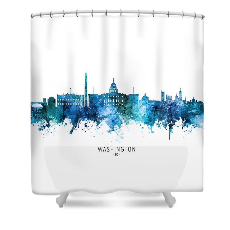 Washington Shower Curtain featuring the digital art Washington DC Skyline #80 by Michael Tompsett
