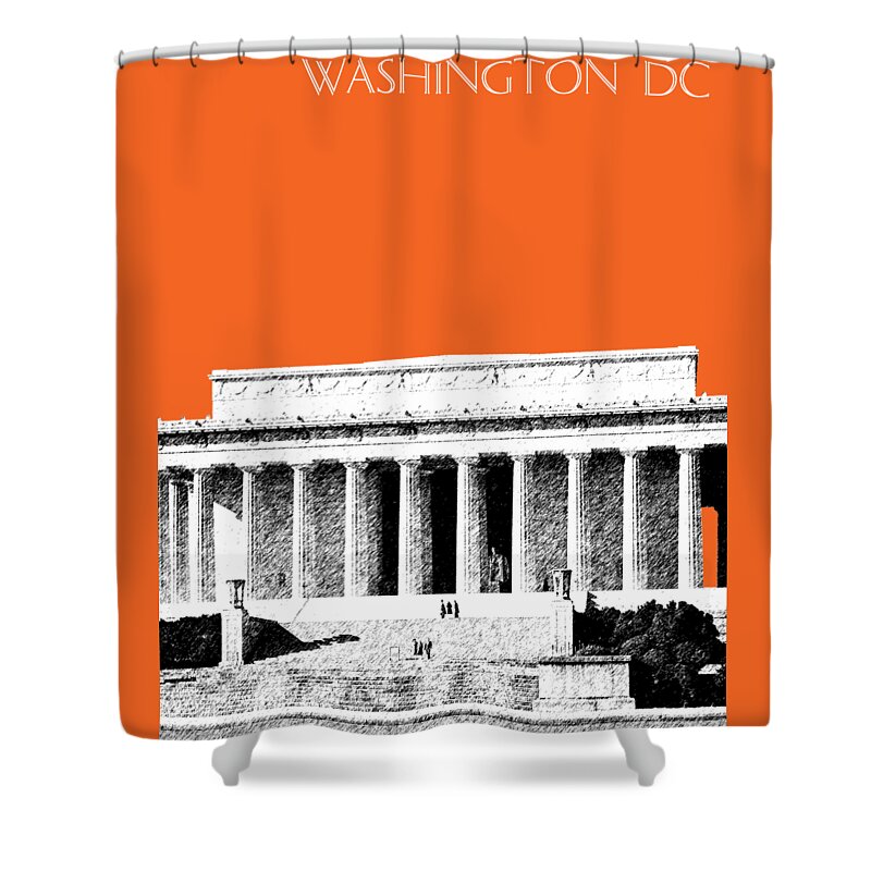 Architecture Shower Curtain featuring the digital art Washington DC Skyline Lincoln Memorial - Coral by DB Artist
