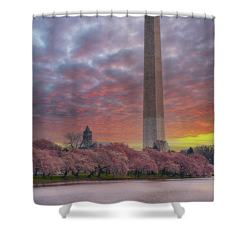 Washington Dc Shower Curtain featuring the photograph Washington Monument Sunset by Sebastian Musial