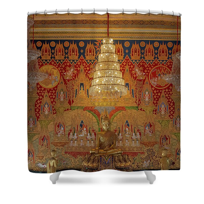 Scenic Shower Curtain featuring the photograph Wat Hua Lamphong Phra Ubosot Principal Buddha Image DTHB0940A by Gerry Gantt