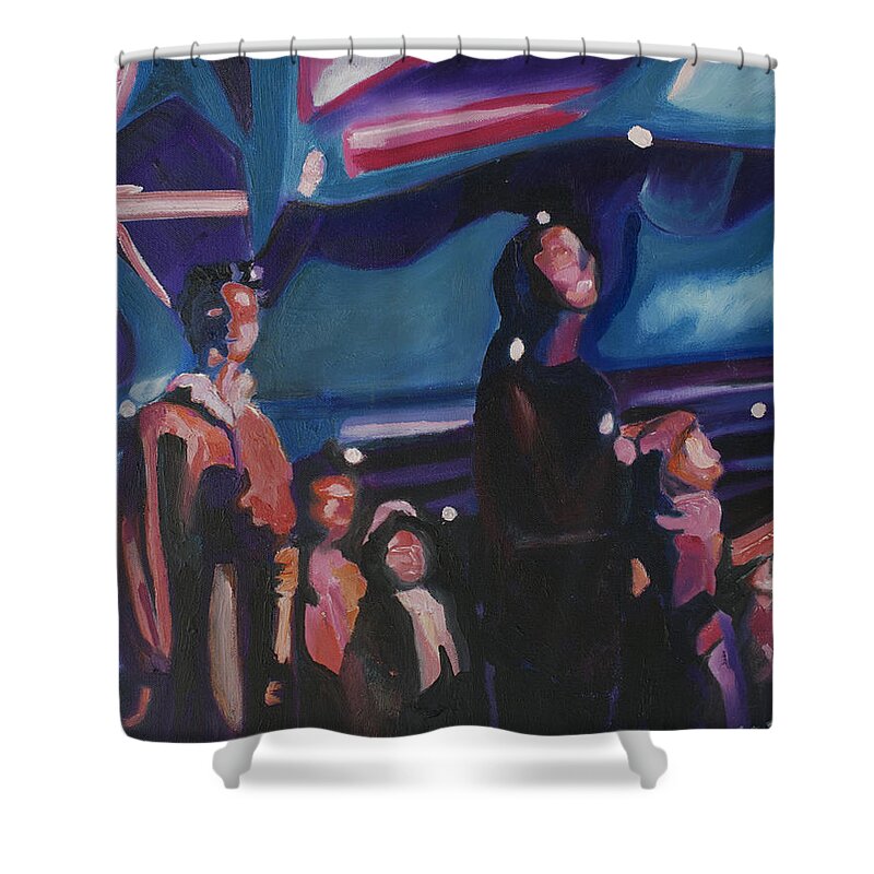 Night Scenes Shower Curtain featuring the painting Watching Alex Grey II by Patricia Arroyo