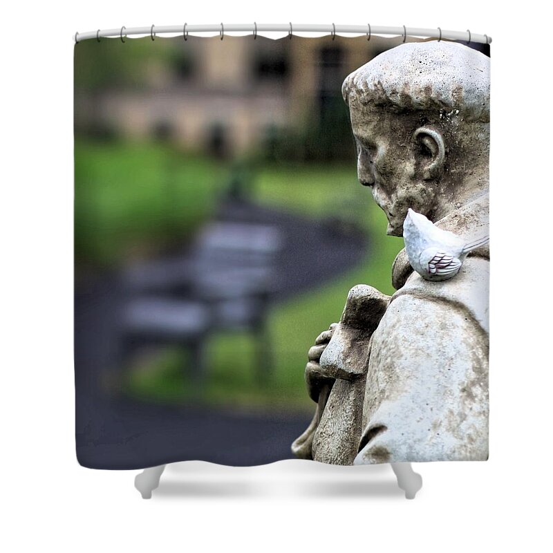 Statue Shower Curtain featuring the photograph Watching Over One Another by Carol Jorgensen