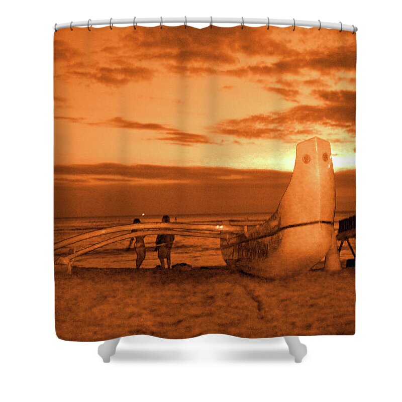 Couple Shower Curtain featuring the photograph Watching the Sunset in Hawaii by Alina Oswald