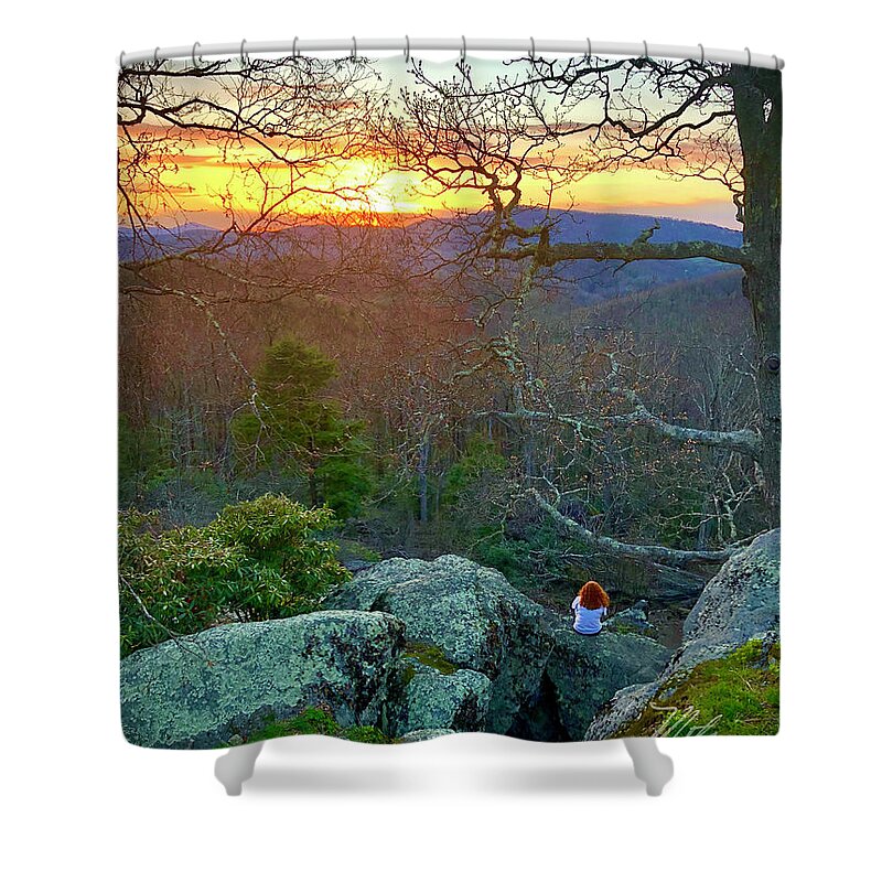Blue Ridge Parkway Shower Curtain featuring the photograph Watching the Sunset by Meta Gatschenberger