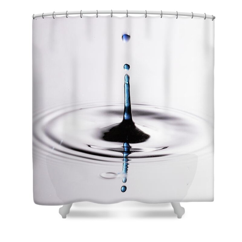 Close Up Shower Curtain featuring the photograph Water Drops Blue by Amelia Pearn
