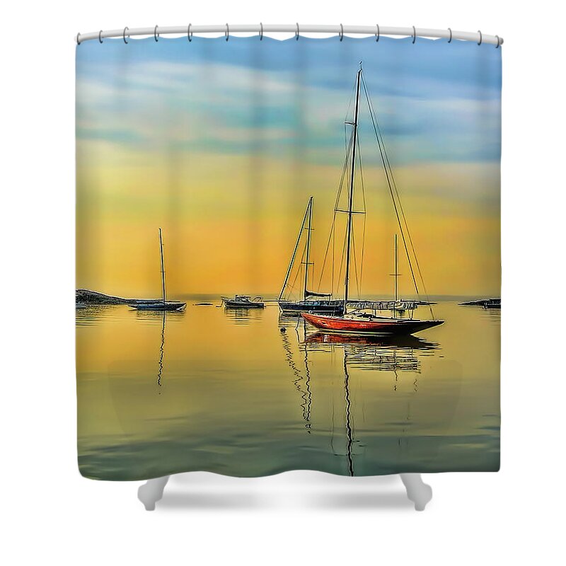 Sailboat Shower Curtain featuring the photograph Water As Smooth as Glass by Cordia Murphy