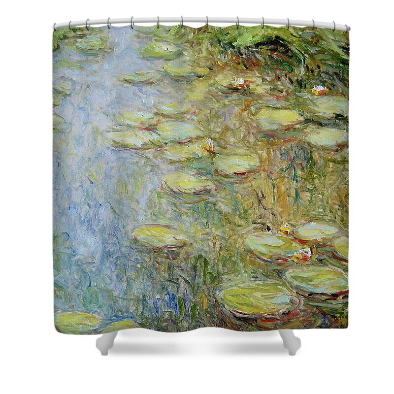 Waterlelies Shower Curtain featuring the painting Water lilies nr E.008 by Pierre Dijk