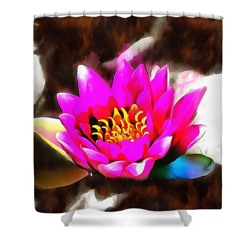 Water Lily Shower Curtain featuring the mixed media Water Lily by Christopher Reed