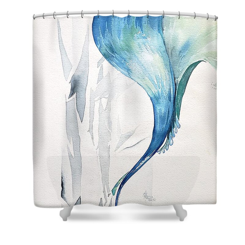 Tsunami Shower Curtain featuring the painting Water Worry by Merana Cadorette