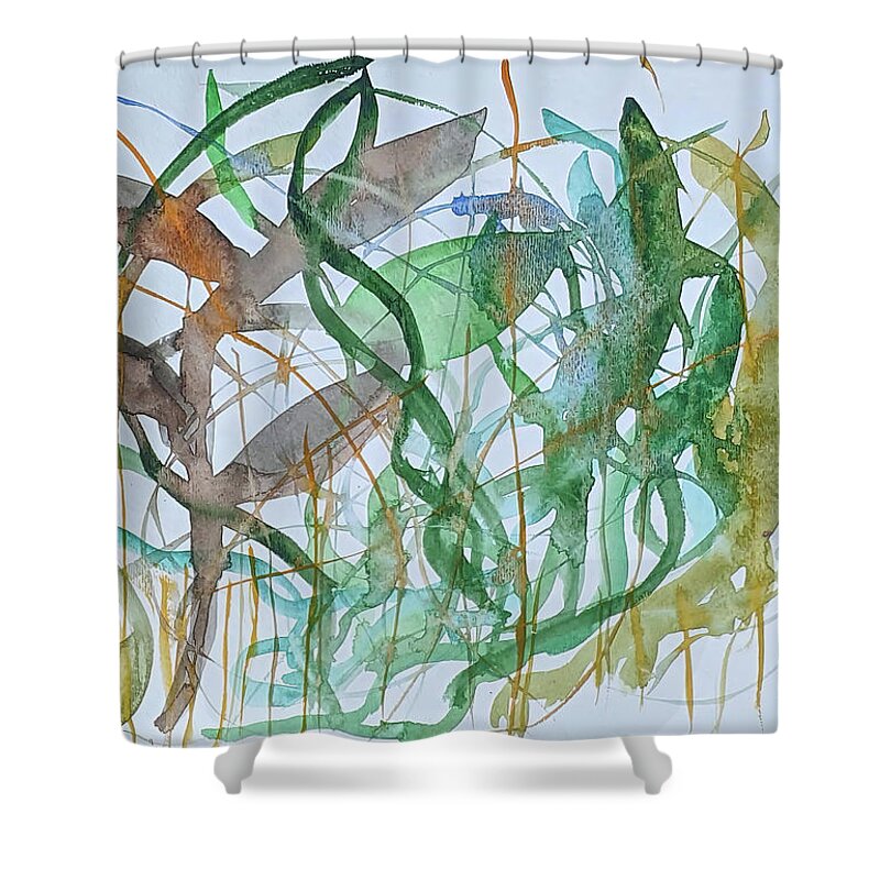 Watercolor Painting Shower Curtain featuring the painting Watercolor Abstract day 79 by Cathy Anderson