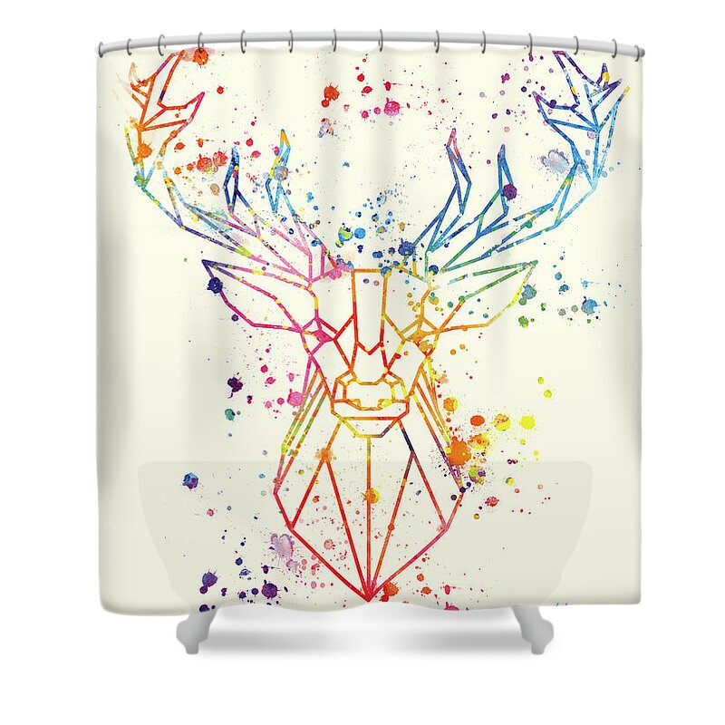 Watercolor Shower Curtain featuring the painting Watercolor Deer by Vart by Vart