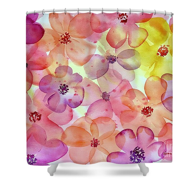 Flowers Shower Curtain featuring the painting Watercolor Flowers by Liana Yarckin
