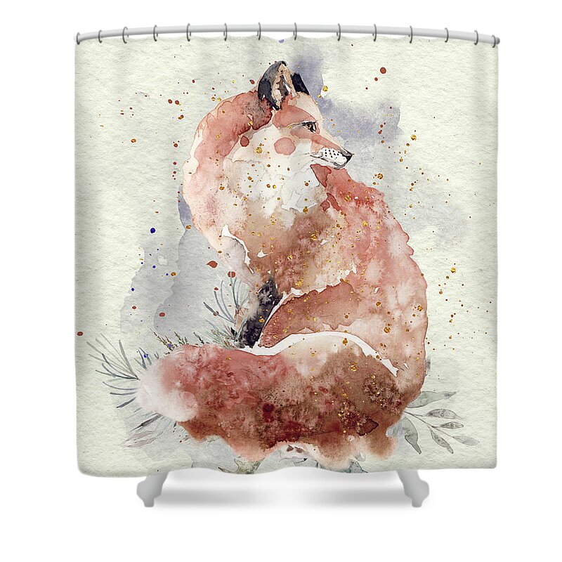 Fox Shower Curtain featuring the painting Watercolor Fox by Garden Of Delights