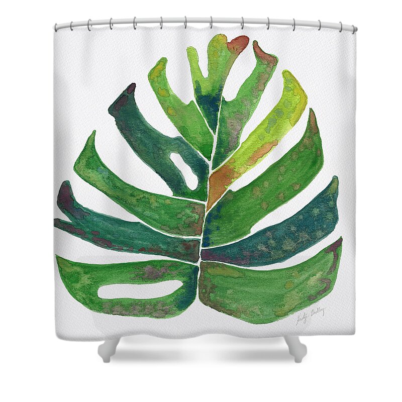 Watercolor Shower Curtain featuring the painting Watercolor Monstera by Kristye Dudley