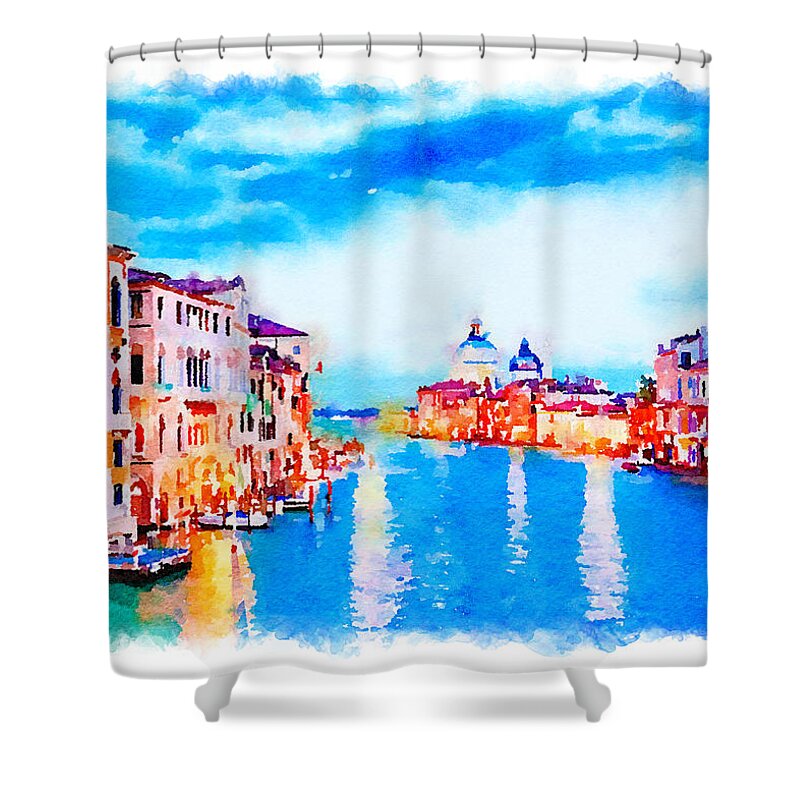 Watercolor Shower Curtain featuring the painting Watercolor Venice by Vart by Vart