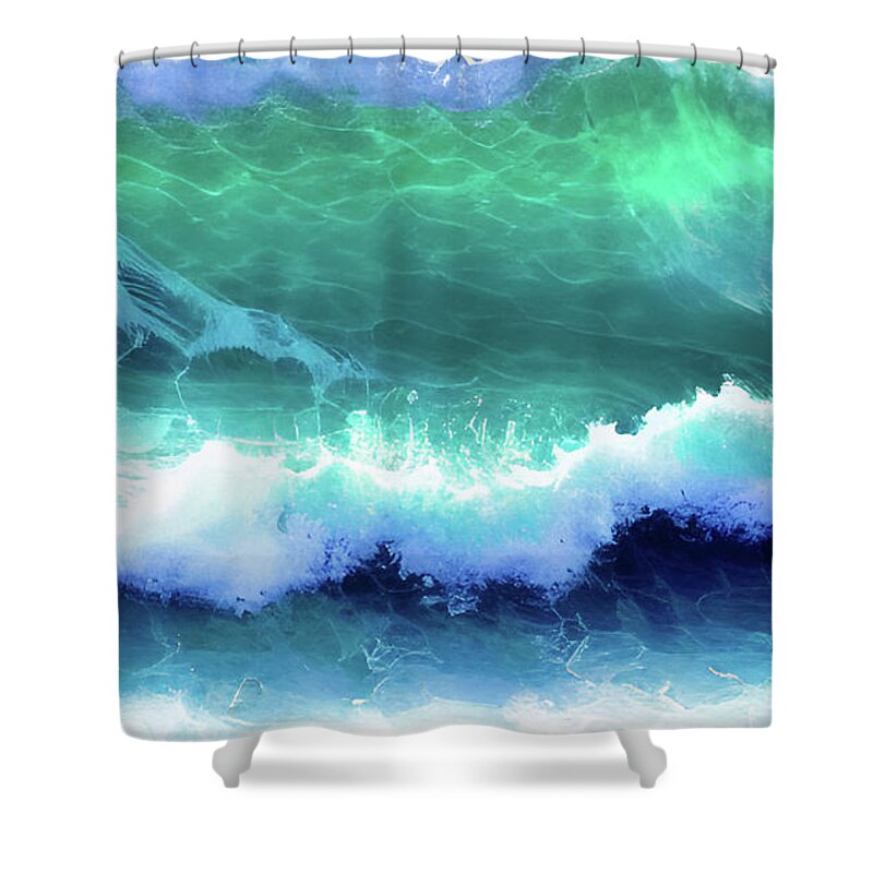 Watercolor Art Shower Curtain featuring the digital art Watercolor Waves by Kacia