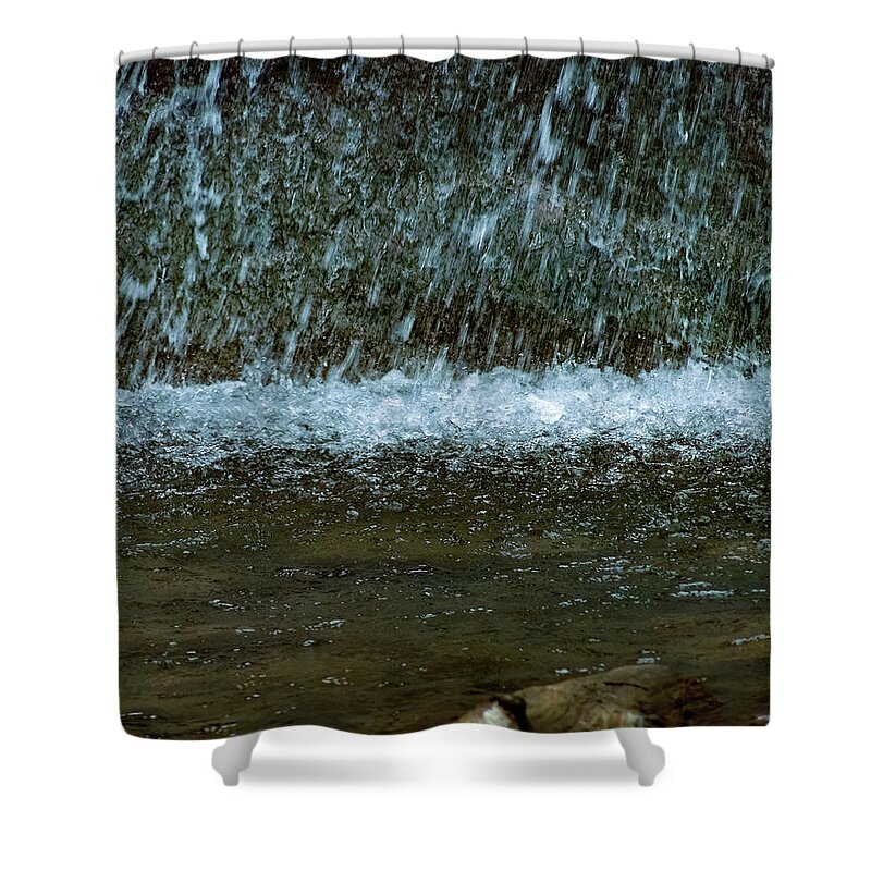 Waterdrops In The Waterfall Spillway Shower Curtain featuring the photograph Waterdrops In The Waterfall Spillway by Flees Photos