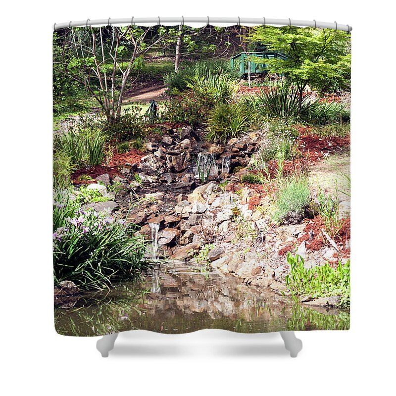 Waterfall Shower Curtain featuring the photograph Waterfall, Holberry House, Nannup, Western Australia by Elaine Teague