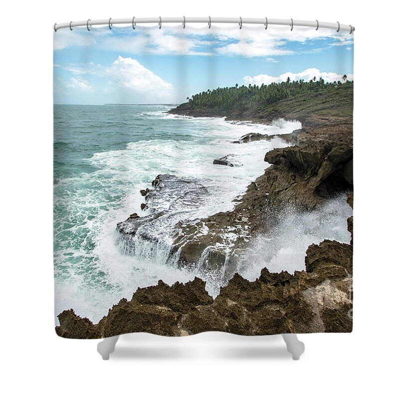 Parque Shower Curtain featuring the photograph Waterfall Waves at Parque nacional Cerro Gordo, Puerto Rico by Beachtown Views