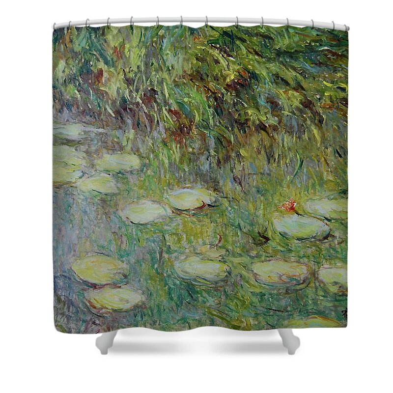 Water Lilies Shower Curtain featuring the painting Waterlelie Nymphaea Nr.19 by Pierre Dijk