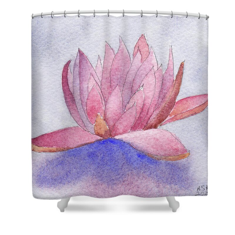 Waterlily Shower Curtain featuring the painting Waterlily Calm by Anne Katzeff