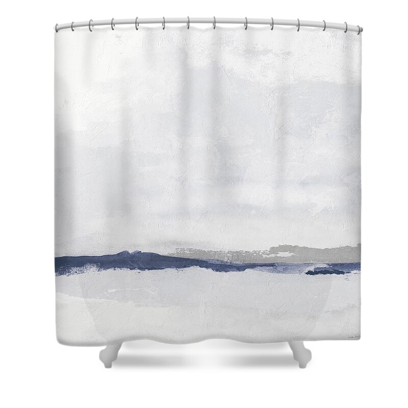 Abstract Shower Curtain featuring the mixed media Waterscape- Art by Linda Woods by Linda Woods