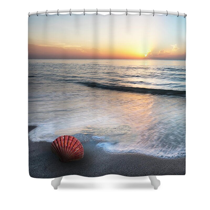 Clouds Shower Curtain featuring the photograph Waves and Shells by Debra and Dave Vanderlaan