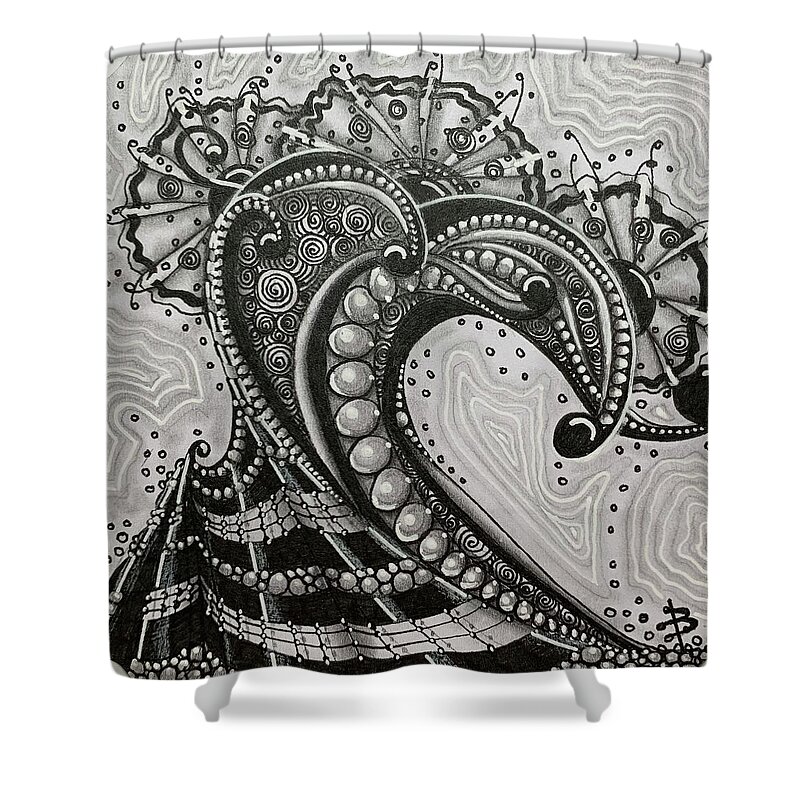 Waves Shower Curtain featuring the mixed media Waves by Brenna Woods