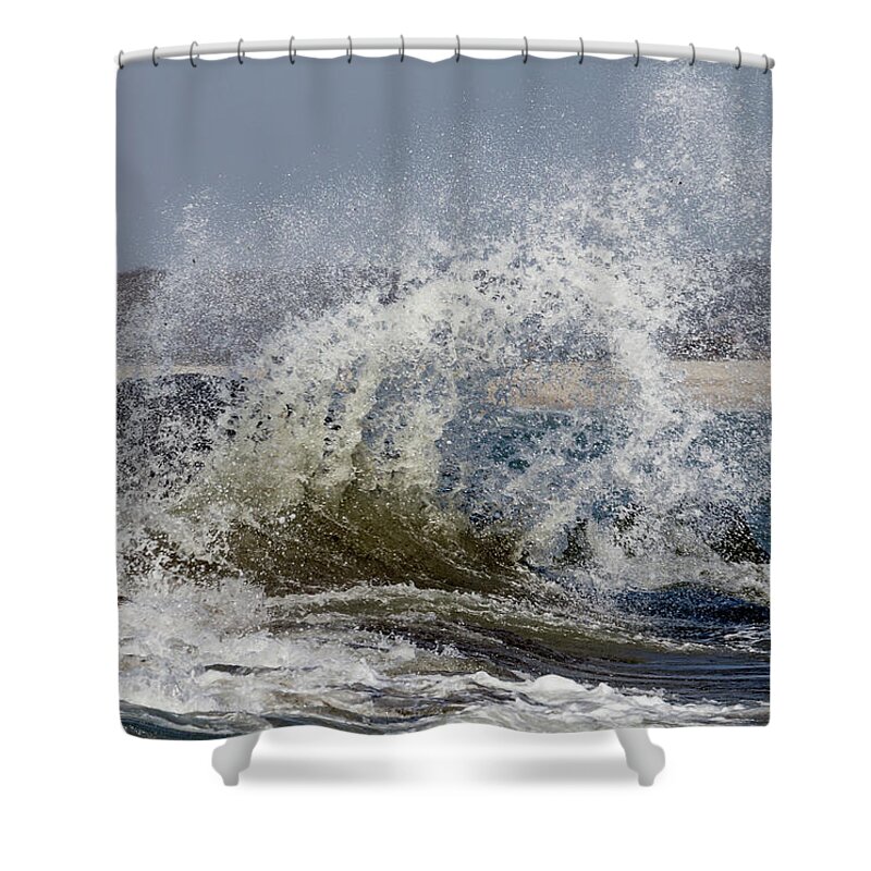 Westport Shower Curtain featuring the photograph Waves Crashing in Westport by Denise Kopko