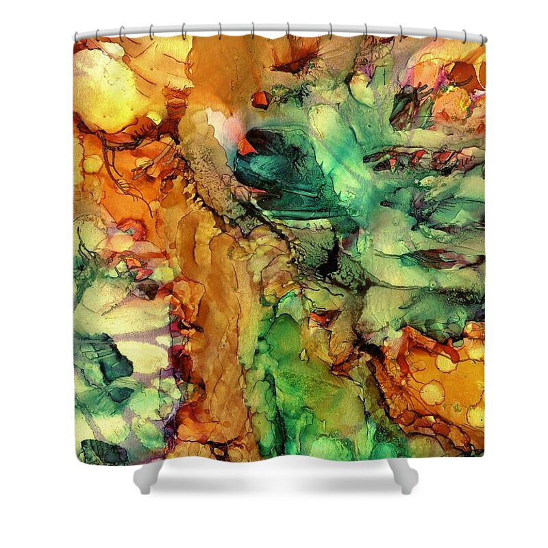 Flower Shower Curtain featuring the painting We used to be a garden by Angela Marinari