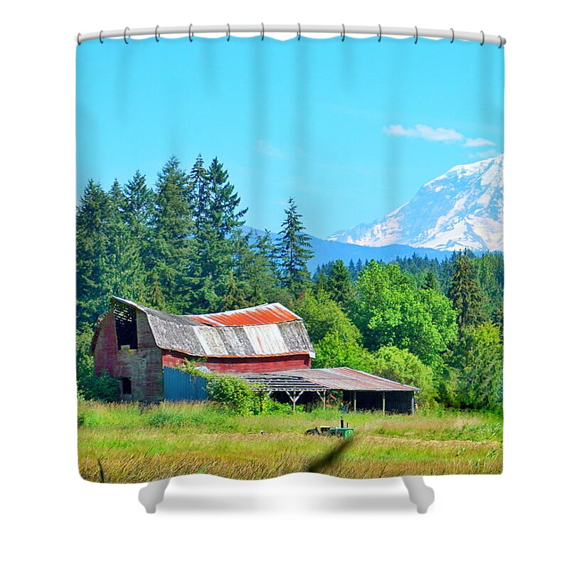 Landscape Shower Curtain featuring the photograph Weathered Barn by Bill TALICH