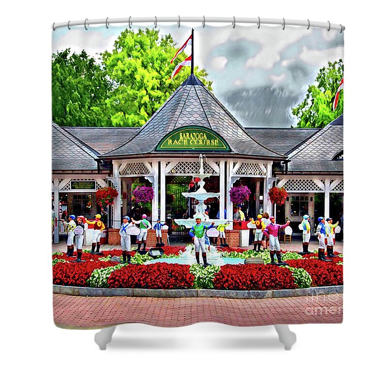 Saratoga Shower Curtain featuring the digital art Welcome To Saratoga by CAC Graphics