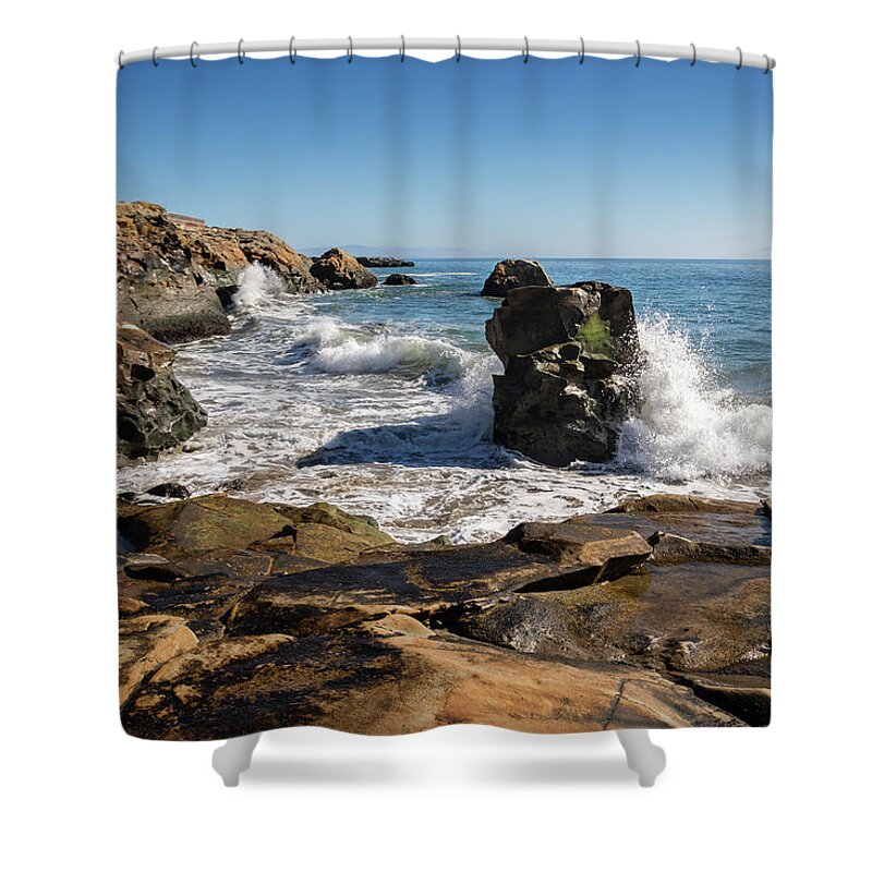 Waves Shower Curtain featuring the photograph West Cliff Santa Cruz by Gary Geddes