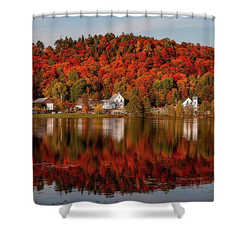 Vermont Shower Curtain featuring the photograph West Danville Reflection - Fall by Tim Kirchoff