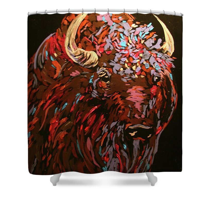 Bison Shower Curtain featuring the painting Western Icon by Marilyn Quigley