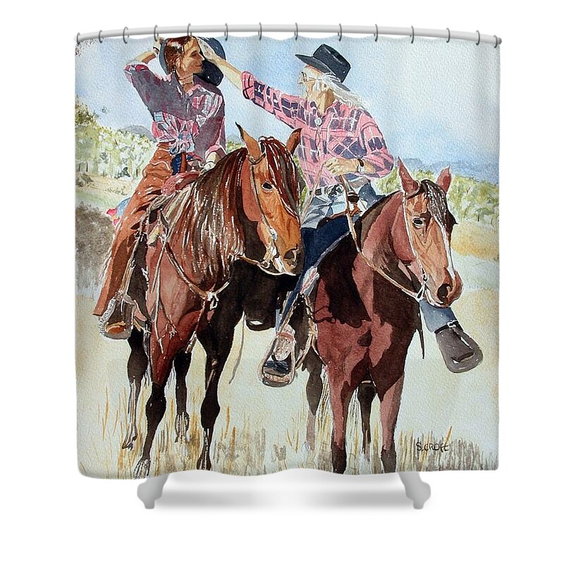 Horses Shower Curtain featuring the painting Western Romance by Sandie Croft