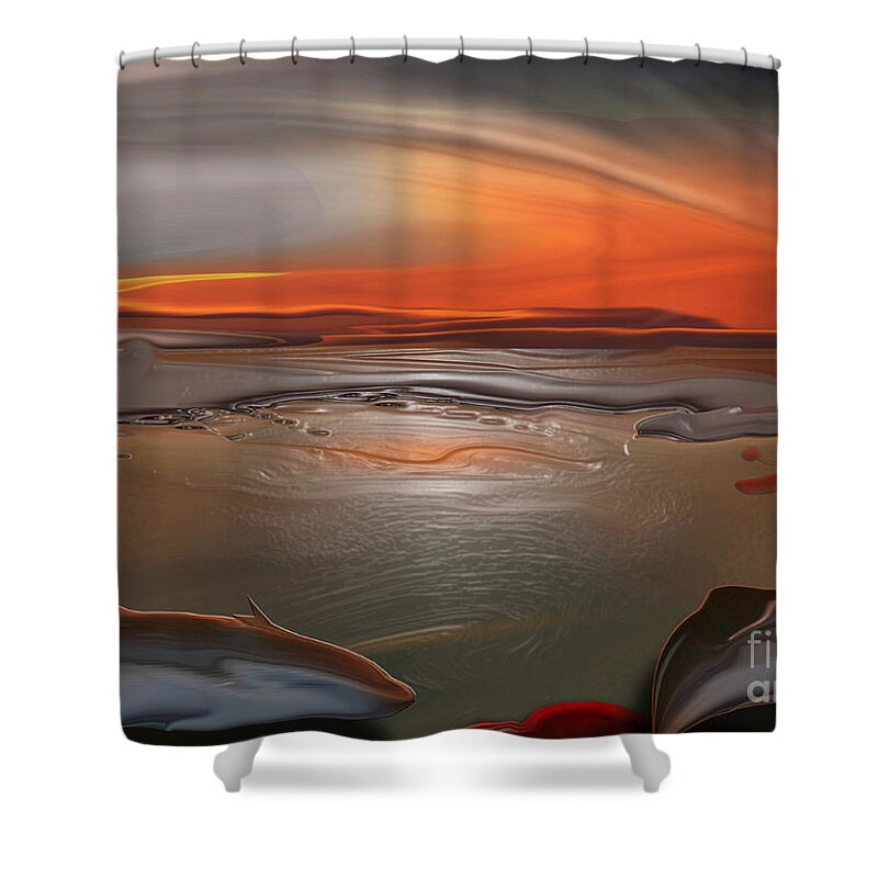 Whales Shower Curtain featuring the digital art Whales slaughter by Christian Simonian