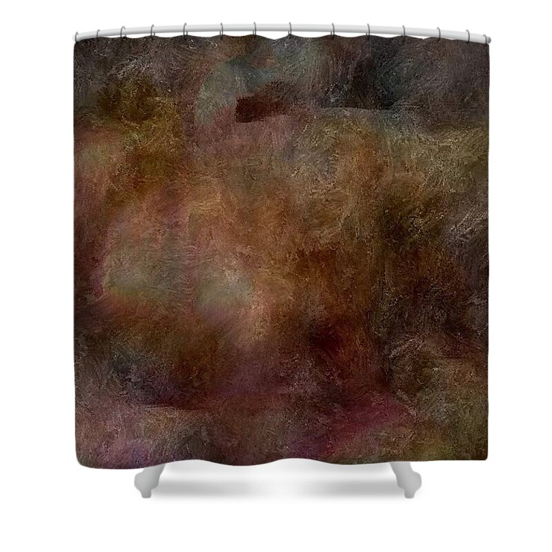 Abstract Shower Curtain featuring the digital art What The Mind Thinks by James Barnes