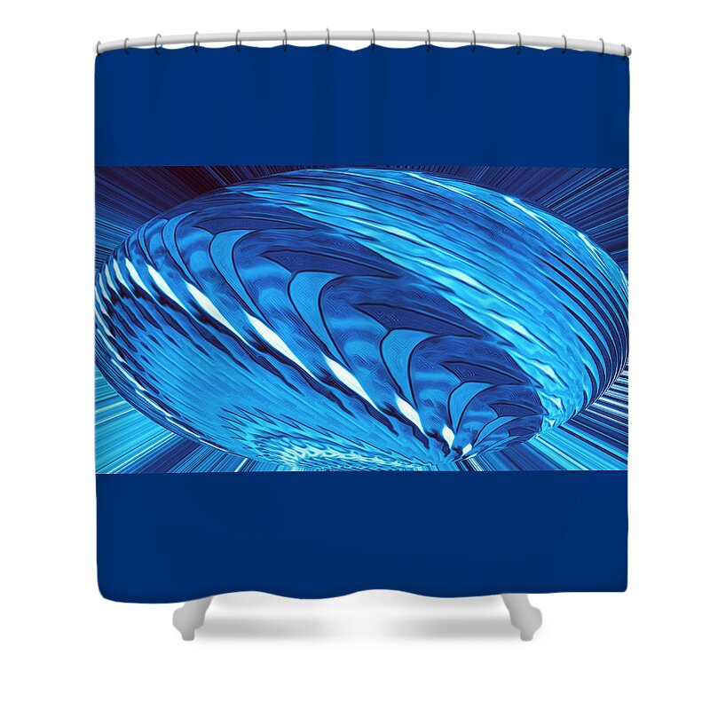 Abstract Art Shower Curtain featuring the digital art Fractal Wheel Blue by Ronald Mills