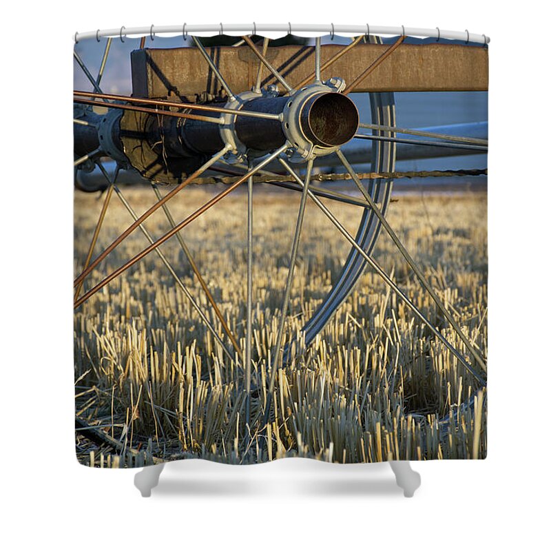 Wheels Shower Curtain featuring the photograph Wheel Line Irrigation System Closeup by Bruce Gourley