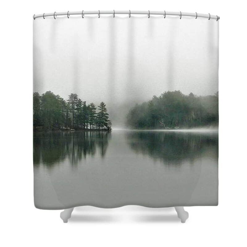 - Wheelwright Pond Shower Curtain featuring the photograph - Wheelwright Pond, Lee NH by THERESA Nye