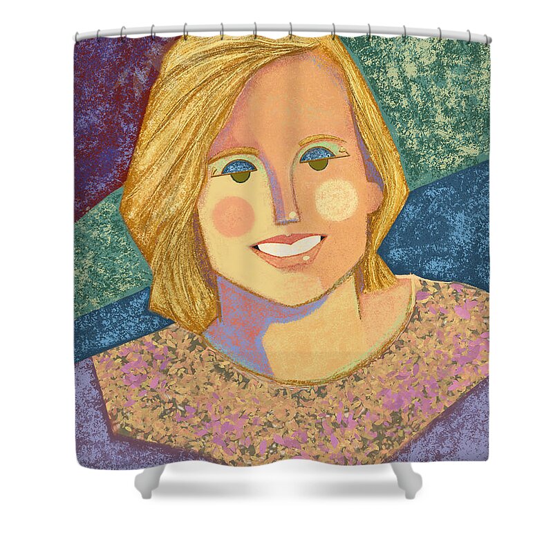 Caucasian Shower Curtain featuring the painting When I See You Smile by Oscar Ortiz