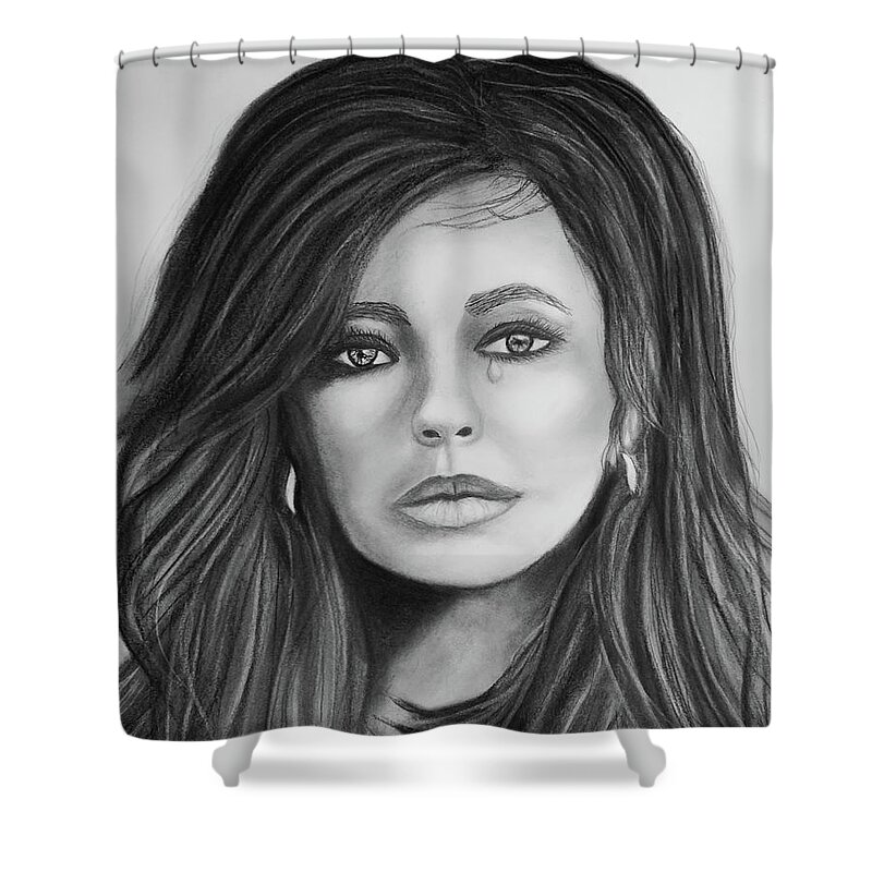Emotional Portraits Shower Curtain featuring the drawing When The Heart Speaks Within by Karen Wiles