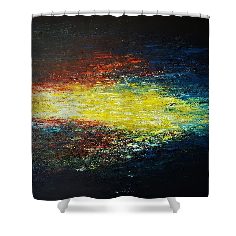 Abstract Painting Shower Curtain featuring the painting When the light no longer blinds you, it guides you by Jarek Filipowicz