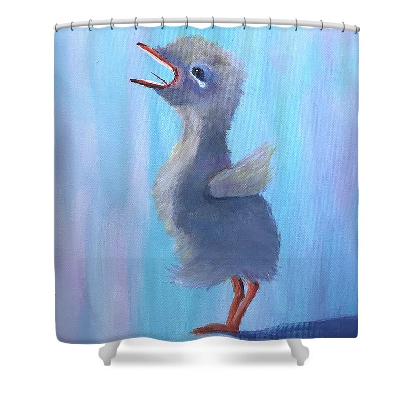 Baby Duck Shower Curtain featuring the painting Where are you by Deborah Naves