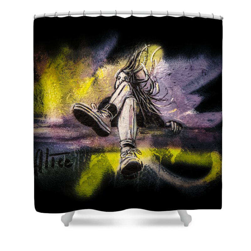 T-shirt Shower Curtain featuring the digital art Where is Alice? by Micah Offman